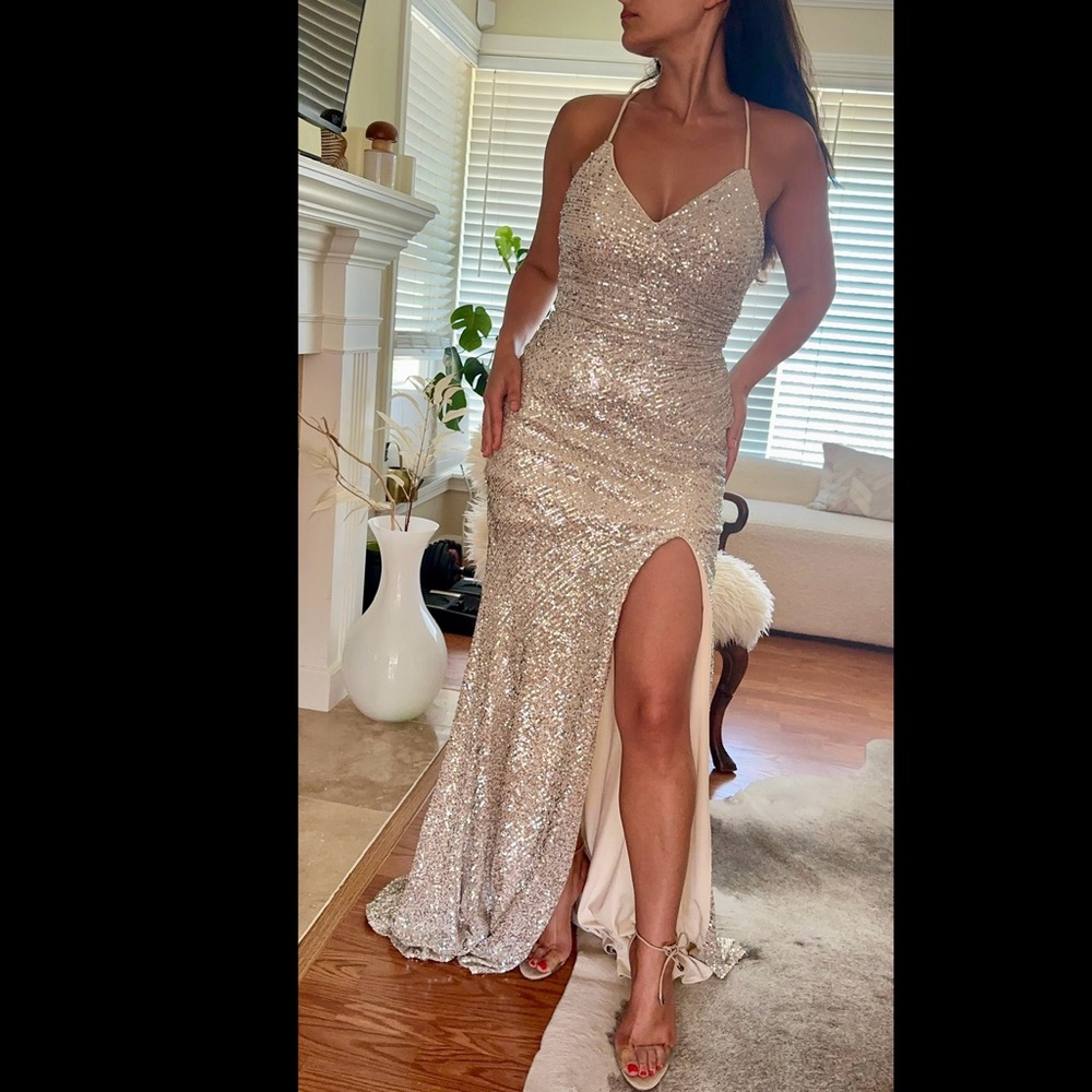 Sequin Mermaid Evening gown with slit from Norstdrom